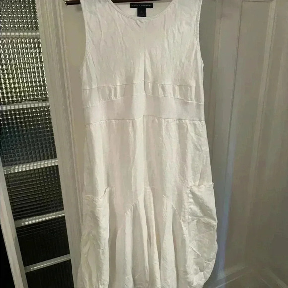 Grace elements white linen sleeveless summer dress size large - Picture 2 of 8